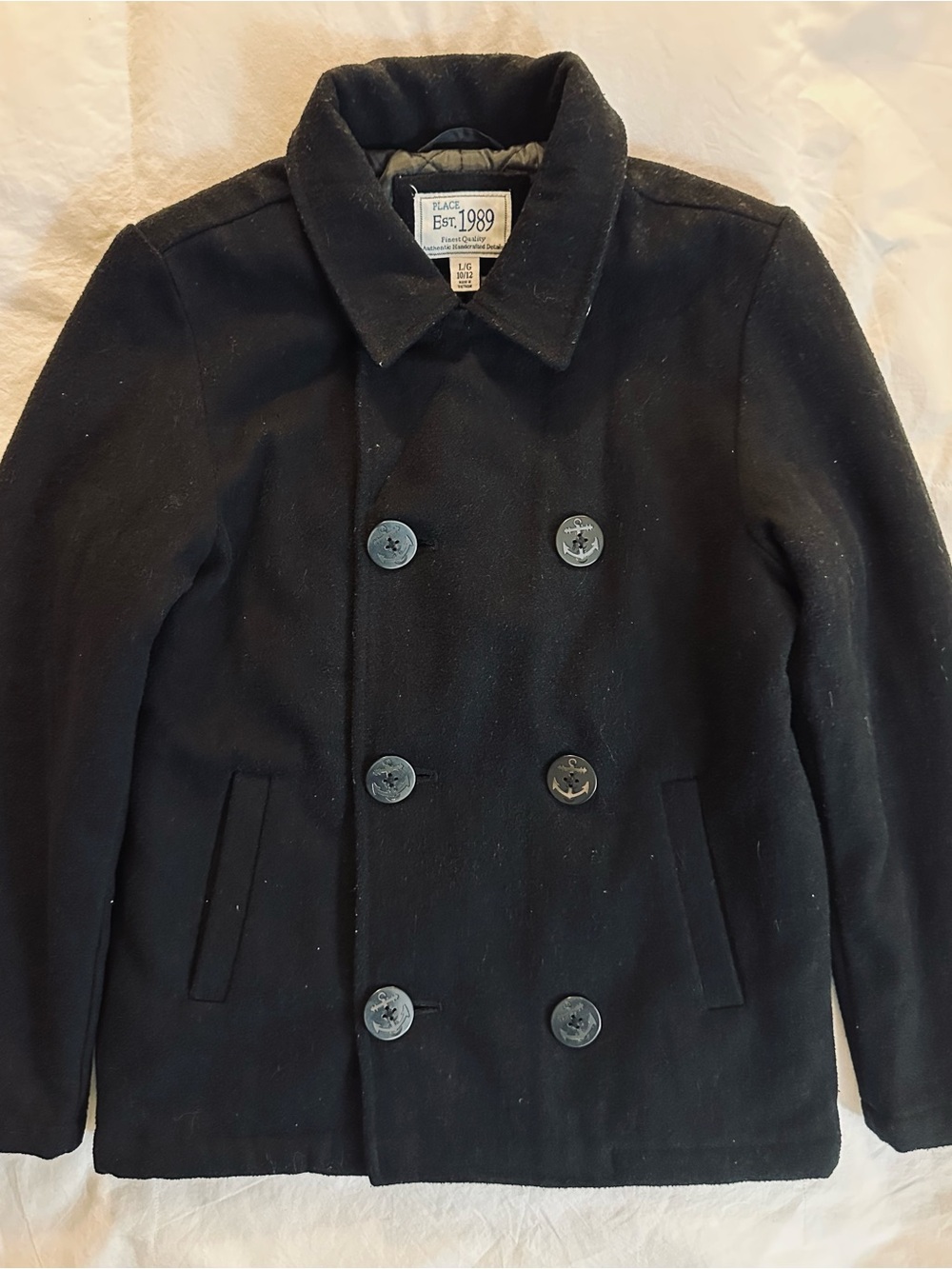 The Children's Place Black Double-Breasted Pea Coat